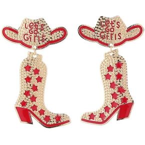 Western Cowgirl Earrings Sparkly Rhinestone Bead Star Boots Hat Dangle Earrings Western Country Cowgirl Let’S Go Girls Bachelorette Party Jewelry Gifts