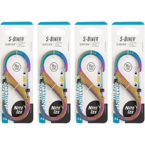 Nite Ize S-Biner SlideLock Stainless Steel - Size 4 - Spectrum - 4 Count (4 Pack)