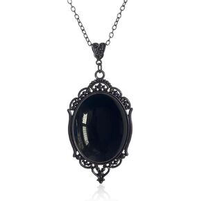 MIFYNN Gothic Stardust Crystal Cameo Necklace Red Purple Crystal Pendant Necklace Vintage Satan Demon Halloween Jewelry for Women Girls