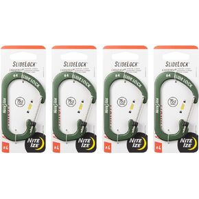 Nite Ize SlideLock Carabiner Aluminum - Size 4 - Olive - 4 Count (4 Pack)