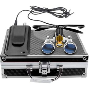 3.5x420 Loupes Magnifier Magnification Binocular 5W Headlamp Belt Clip Type Case (Silver)