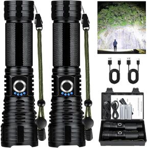 Flashlights High Lumens Rechargeable, 990000 Lumens Super Bright LED Powerful Flashlight, 5 Modes Flash Light, IPX6 Waterproof High Powered Flashlights for Home Camping