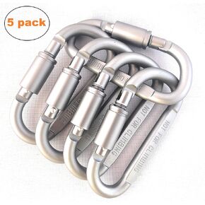 Locking Carabiner Clip, Spring loaded Aluminum D Ring, for Outdoor camping, organizing, keychain, Gate lock