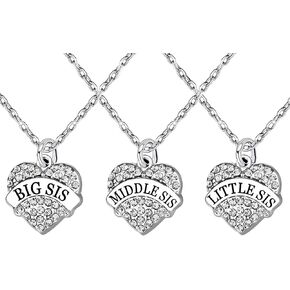 مجموعة قلادة الأخت الكريستالية من لاوهونمين، أخت صغيرة صغيرة في المنتصف للنساء والبنات، 9 أنماط و3 ألوان in Kuwait