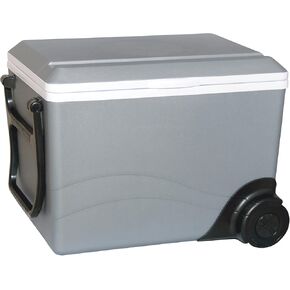 Koolatron Electric Portable Cooler Plug in 12V Car Cooler/Warmer 36 qt (34 L) w/Wheels, No Ice Thermo Electric Portable Fridge for Camping, Travel Road Trips with 12 Volt DC Power Cord, Gray/White.