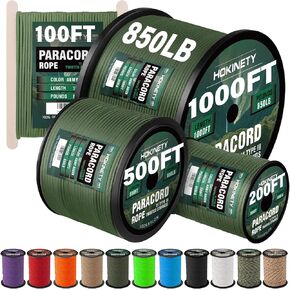 Paracord Rope 850 lb - 200ft 4MM Strong Heavy-Duty Parachute Spool para Cord Lanyard for Crafting, Tent, Camping, Clothes line, Hiking, Fishing, Survival Bracelet - Amygreen