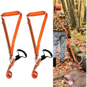 Deer Drag, Deer Drag Harness Heavy Duty Tow Strap Reflective Deer Hunting Harness Strap Length Adjustable with Handle Hunting Accessories Drag Pull Rope for Hunters(2pcs)