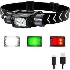 APLOS H350 Head Torch Rechargeable - 1800 Lumen Super Bright LED Headlamp, with 7 Lighting Modes IP67 Waterproof with red & Green Lights Headlight for Camping Hiking Fishing Work