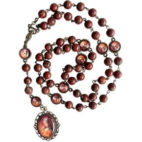 lulucross Seven Sorrows of Mary Rosary Chaplet 8mm Agate Beads Catholic Jewelry Necklace for Women Men