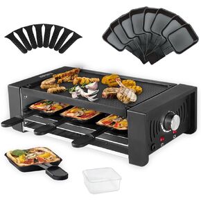 Indoor Grill TAMARIT Table Grill Non-Stick Raclette Grill Portable Electric Grills Korean Barbecue BBQ Grill 2 in 1 Removble Reversible Grills Griddle 1450W Keep Warm Temperature Control Adjustable