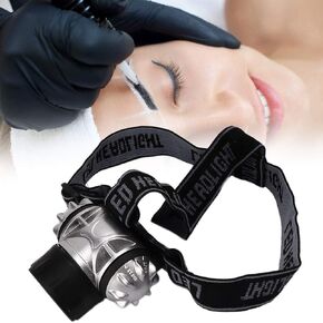 Tattoo Headlights Headlamp Flashlight Adjustable LED Tattoo headlamp Light Headband Lamp, Tattooing Camping Headlamp Head Wearing Makeup Working Lamp Beauty Accessory