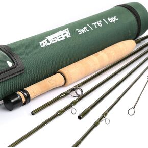 Maxcatch Cruiser Travel Fly Fishing Rod; 2/3/4wt 6 Piece, IM10 Carbon Blank, AA Grade Reel Seat