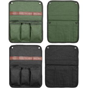 PATIKIL Chair Armrest Organizer, 2 Pack Outdoor Folding Chairs Arm Rest Side Magazines Snacks Bag Waterproof Storage Pouch for Camping, Black Green