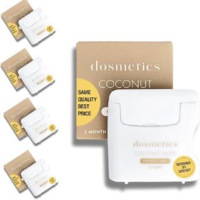DOSMETICS Coconut Oil Infused Thick Dental Floss 5 Pack, Coconut Mint Expanding Dental Floss, Oral Care Stretchable Floss, Tooth Floss for Plaque Removal and Gum Protection, 32 Yards x 5 Flossers