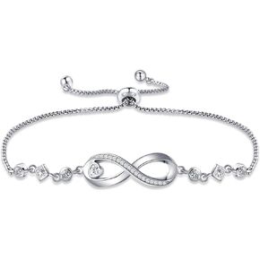 JSGEMSLEE 14K Gold Rose Gold White Gold Plated Cubic Zirconia Tennis Bracelet for Women Heart Shape CZ Adjustable Tennis Bracelet Fashion Jewelry Gifts for Women Girls