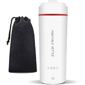 GRACEALL Portable Electric Kettle 400ML - Compact Travel Water Boiler Small Electric Thermos for Boiling Water, Camping Water Heater Personal Tea Maker with Temperature Display