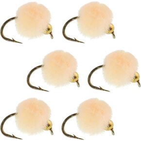 The Fly Fishing Place Bead Head Oregon Cheese Glo Bug Egg - 6 Wet Nymph Fly Fishing Flies - Hook Size 16