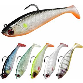 Weedless Soft Fishing Lures for Freshwater and Saltwater, Premium Pre-Rigged Jig Head Paddle Tail Swimbaits for Bass Fishing，Jigs Fishing Bait for Crappie Trout Walleye, Amazing Fishing Gifts