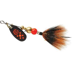 Mepps Black Fury Dressed Treble Fishing Lure, 1/12-Ounce, Fluorescent Red Dot/Black Red Tail (BF0T FL)