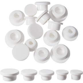 GORGECRAFT 50PCS 5 Sizes Salt and Pepper Shaker Stoppers Silicone Stoppers 14mm 15mm 16mm 17mm 18mm Diameter Replacement Plug Bottle Corks Reusable White Round End Cover for Bottles Pipes Flower Pots