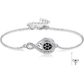MONGAS Butterfly/Owl/Hamsa Hand/Paw Urn Bracelet for Ashes for Women Sterling Silver Cremation Butterfly Jewelry for Women Heart Urn