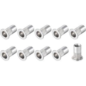 METALLIXITY Rivet Nuts (#6-32) 25Pcs, Aluminum Alloy Knurled Body Insert Nuts - for Furniture Decoration Mechanical Fastener, Silver Tone