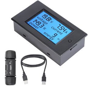 DROK® Small Digital Multimeter, DC 6.5-100V 50A Voltage Amperage Power Energy Meter DC Volt Amp Tester Watt Meter Gauge Monitor LCD Digital Display with Blue Backlight with 50A/75mV Shunt