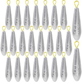 24 Pcs Drop Shot Fishing Weights Kit Freshwater Catfishing Fishing Sinker Bass Casting Removable Fishing Line Weights Saltwater Streamlined Snap Weight for Trolling Surf Tackle