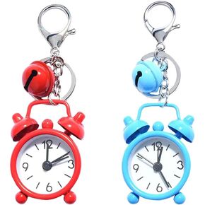 2Pcs Mini Alarm Clock Car Keychain Creative Car Ornament Bag Pendant Ornament Couple Key Chain Small Gift