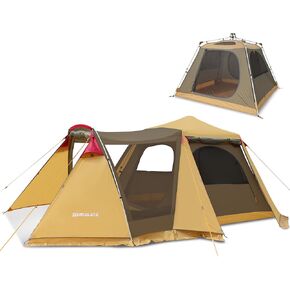 Family Camping Tent with Spacious Interior 4-Person Waterproof Windproof Camping Tent Portable for Outdoor Camping Beach