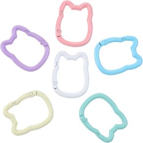 6Pack Multicolor Cat Shape Carabiners Hook Clips Camping Accessories,Versatile Aluminum Key Holder for Outdoor Travel and Daily Use
