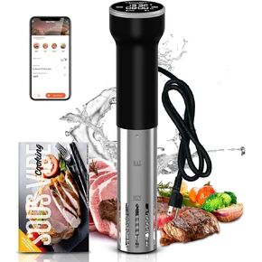 Sous Vide Machine Wi-Fi, Immersion Circulator Precise Cooker, Sous Vide Kit with 30 Vacuum Seal Bags, Vacuum Pump, Accurate Temperature & Timer, 1000W, Noise-free, IPX7 Waterproof, Cattleman Cuisine
