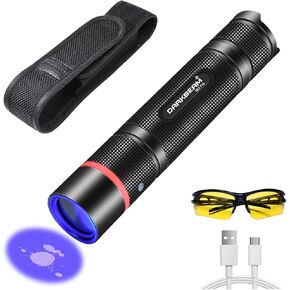 DARKBEAM UV Flashlight 365nm Light Black Lights Powerful Mini Woods Lamp USB Rechargeable Portable LED Ultraviolet Blacklight Flashlights, for Pet Dog Urine Detection, Uranium Glass, Curing Resin