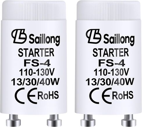 Saillong 2 Pack FS-2/S2 مشغل الفلورسنت الأبيض للاستخدام مع مصابيح الفلورسنت مسبقة التسخين 4-40 وات، أنبوب الفلورسنت المعتمد من CE للاستخدام في 110-130 فولت in Kuwait