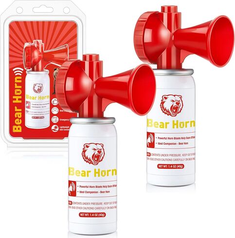 2 Pack Bear Horn to Scare Bears 1.4oz, Very Loud 120dB Bear Air Horns for Safety for Hiking, Heard Up to 1/2 Mile Away, Bear Spray Self Defense, Blow Horn to Scare Wild Animals, Bear Alarm in Saudi Arabia