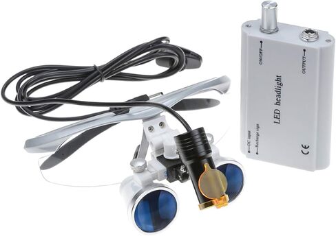 3.5x420 Loupes Magnifier Magnification Binocular 5W Headlamp Belt Clip Type Case (Silver) in Saudi Arabia
