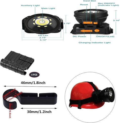 Headlamp Wearable Camera,Head Mounted Camera,1080P HD Video Camcorder,LED Headlamp Rechargeable,IP66 Waterproof, Rechargeable Hands Free Head Mounted Camera, for Camping, Running, Climbing, Hiking in Saudi Arabia