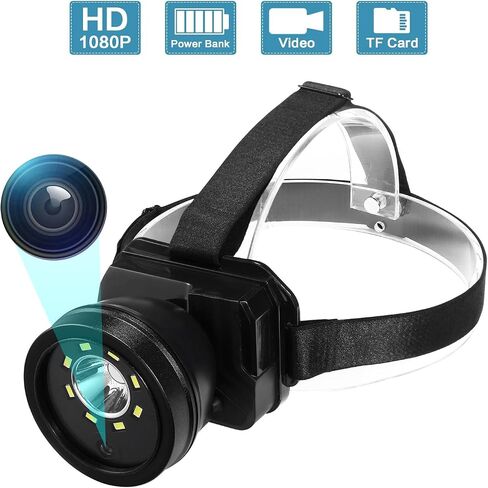 Headlamp Wearable Camera,Head Mounted Camera,1080P HD Video Camcorder,LED Headlamp Rechargeable,IP66 Waterproof, Rechargeable Hands Free Head Mounted Camera, for Camping, Running, Climbing, Hiking in Saudi Arabia