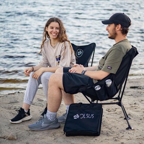Portable Camping Chair, Compact Folding Beach Chair, Lightweight Camping Chair, Portable Folding Chair, Travel Chair, Park Chair, Festival Chair, Field Chair, Ultralight Chairs for Adults, Black in Saudi Arabia