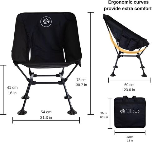 Portable Camping Chair, Compact Folding Beach Chair, Lightweight Camping Chair, Portable Folding Chair, Travel Chair, Park Chair, Festival Chair, Field Chair, Ultralight Chairs for Adults, Black in Saudi Arabia