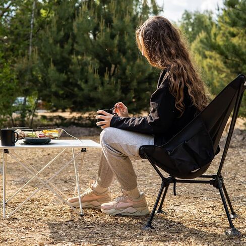 Portable Camping Chair, Compact Folding Beach Chair, Lightweight Camping Chair, Portable Folding Chair, Travel Chair, Park Chair, Festival Chair, Field Chair, Ultralight Chairs for Adults, Black in Saudi Arabia