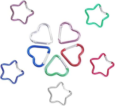10Pcs Heart Star Carabiner Clip Set – Cute Alloy Key Ring in 5 Colors – Backpacks, Water Bottles, Accessory and Keychain Carabiners Outdoor Accessories in Saudi Arabia