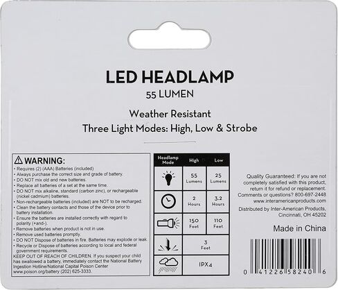 Glacier's Edge 6PK - 55 Lumen LED Headlamp Black 2X AAA (Included) Weather Resistance in Saudi Arabia