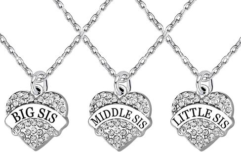 مجموعة قلادة الأخت الكريستالية من لاوهونمين، أخت صغيرة صغيرة في المنتصف للنساء والبنات، 9 أنماط و3 ألوان in Kuwait
