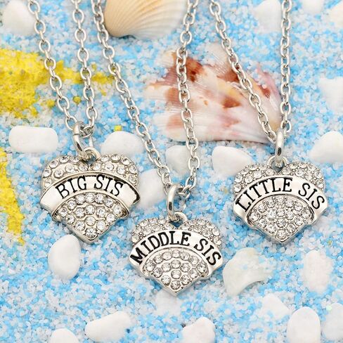 مجموعة قلادة الأخت الكريستالية من لاوهونمين، أخت صغيرة صغيرة في المنتصف للنساء والبنات، 9 أنماط و3 ألوان in Kuwait