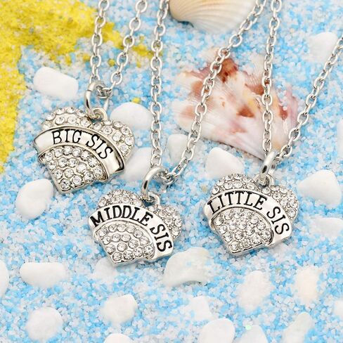 مجموعة قلادة الأخت الكريستالية من لاوهونمين، أخت صغيرة صغيرة في المنتصف للنساء والبنات، 9 أنماط و3 ألوان in Kuwait