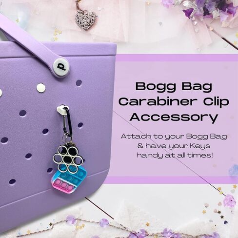 BAGLETS – Carabiner & Plug Keys Holder Charm Accessory Compatible with Rubber Tote Bags – Secure Keys or Other Valuable – Made in USA in Saudi Arabia