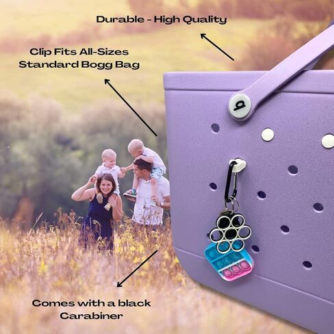 BAGLETS – Carabiner & Plug Keys Holder Charm Accessory Compatible with Rubber Tote Bags – Secure Keys or Other Valuable – Made in USA in Saudi Arabia