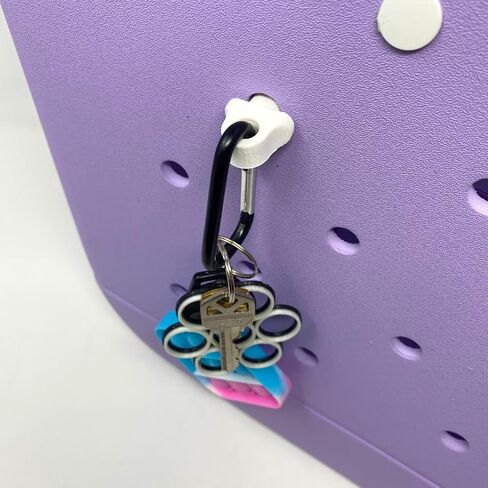 BAGLETS – Carabiner & Plug Keys Holder Charm Accessory Compatible with Rubber Tote Bags – Secure Keys or Other Valuable – Made in USA in Saudi Arabia