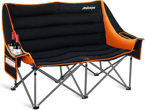 Camping Chairs Oversized Camping Chair Portable Double Camping Chair for Adults Heavy Duty Folding Chair Support 700LBS with Cup Holders & Large Side Organizer Pockets for Camping/Car Trunk/Campfires in Saudi Arabia